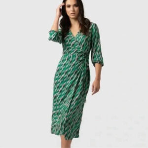 SAINT + SOFIA Cara Faux Wrap Dress Jardin Geometric Print Sz 12
